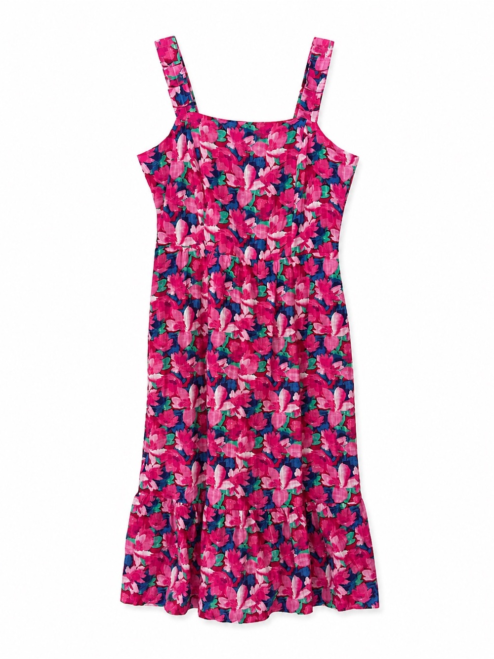 Draper James RSVP Floral Midi Dress Women's Small Pink Cotton Blend Pockets